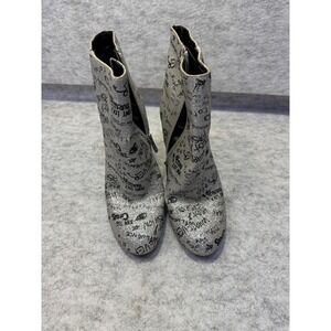 Circus‎ by Sam Edelman Silver Sparkle Graffiti Festival Boots Biker Ankle Zip 6